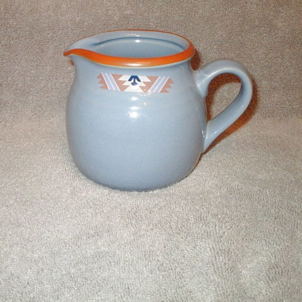 Vtg Noritake Blue Adobe Creamer Pitcher 8678 Stoneware Japan Southwestern Aztec